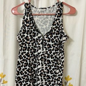 Leopard Print Zip Tank Top